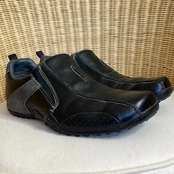 Sketchers Black Leather & Gray Suede Slip On Driving Shoes Size 9 - Picture 6 of 16